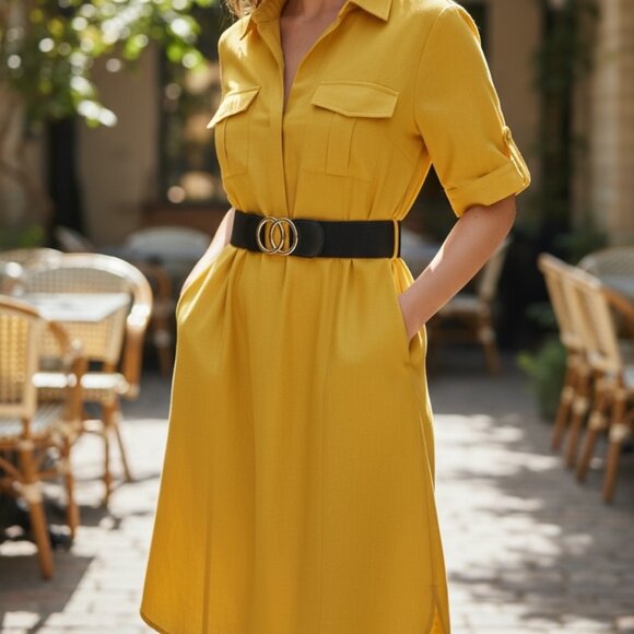 550 WOMENS 3X MUSTARD DRESS BY SKY PLUS - Picture 1 of 1